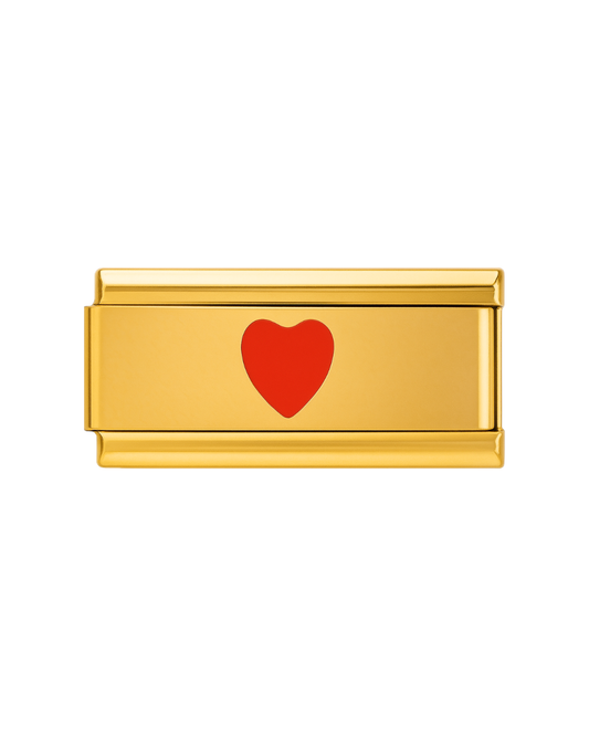 Red-heart golden double charm
