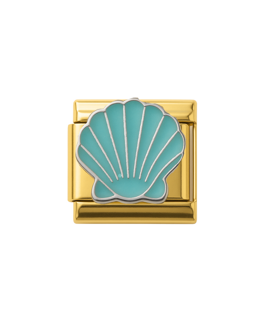 Concha de mar aqua golden charm