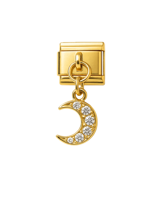 Colgante luna con cristales golden