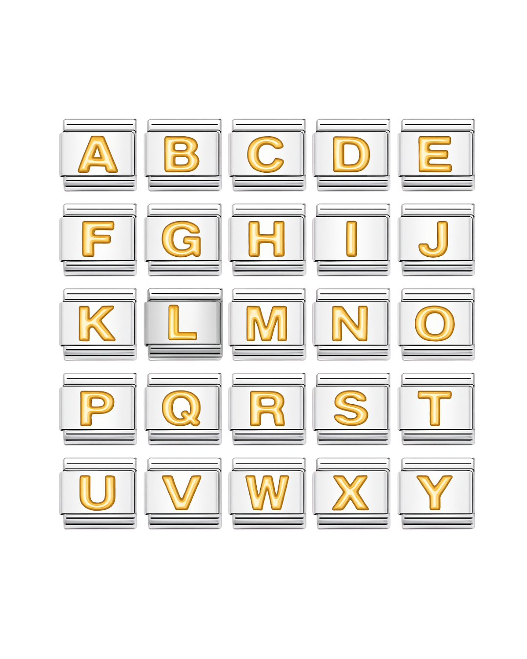 Letras clásicas silver & gold charm