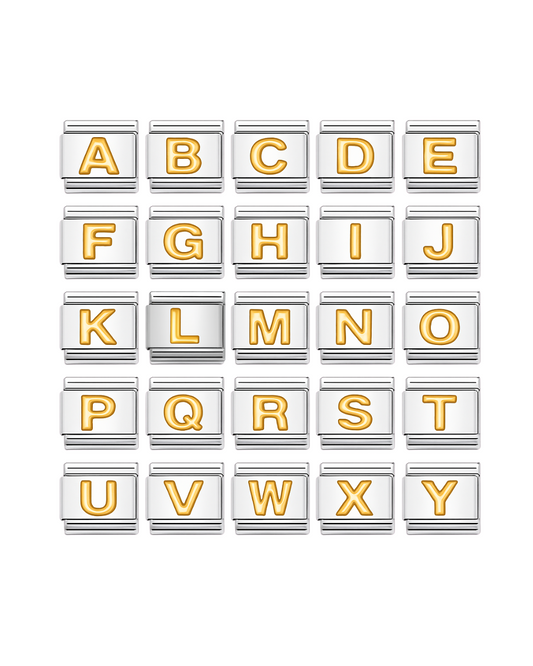 Letras clásicas silver & gold charm