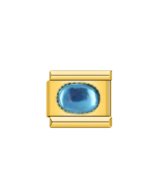 Perla azul-aqua golden charm