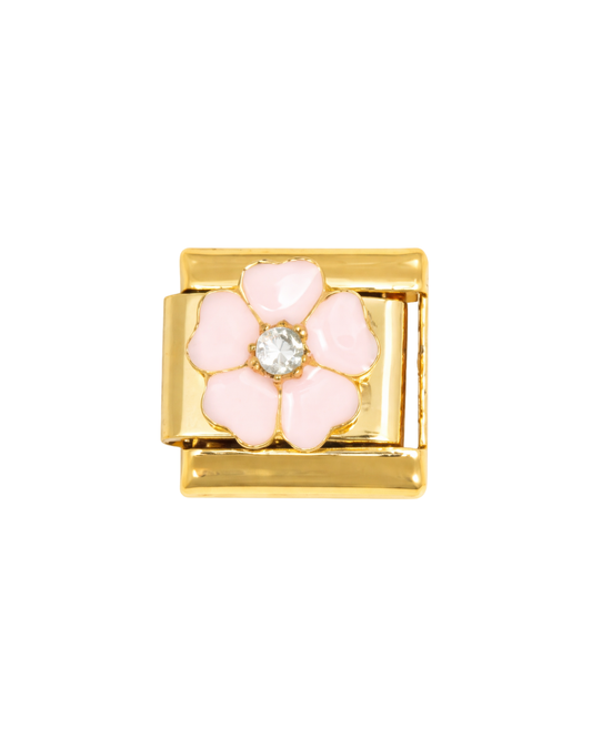 Pink flower golden charm