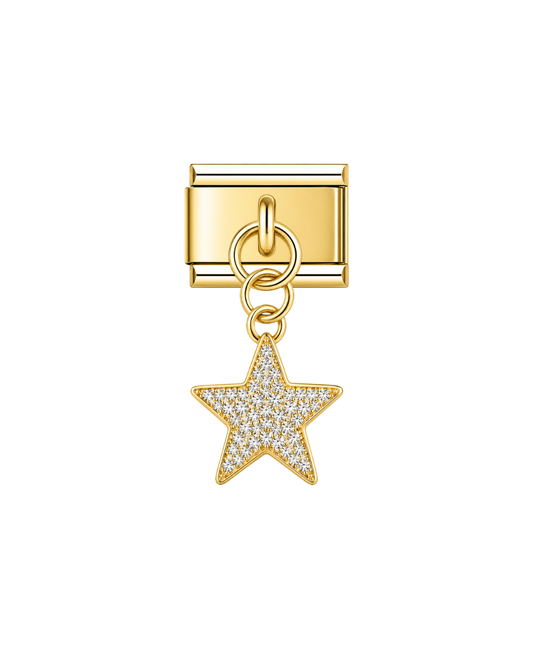 Colgante estrella de brillos golden