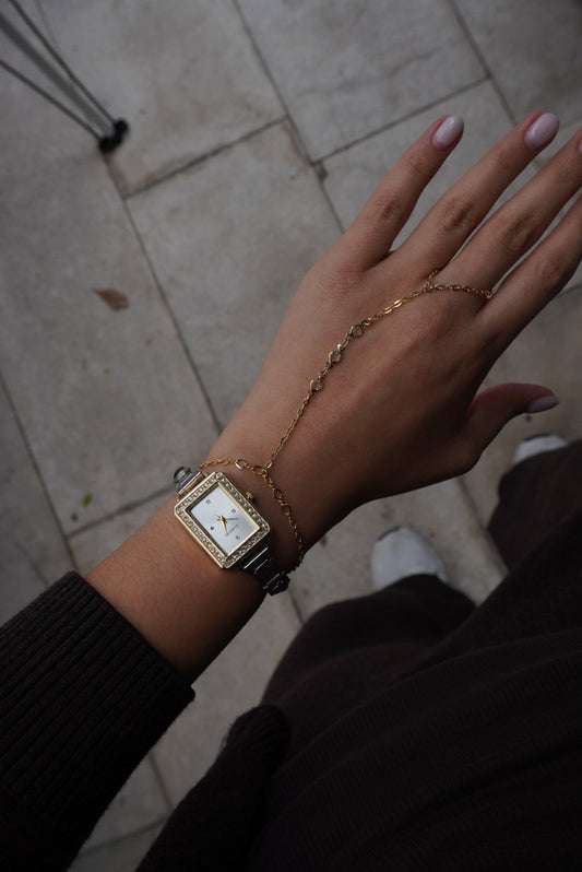 Italian Watch Square Silver & Gold