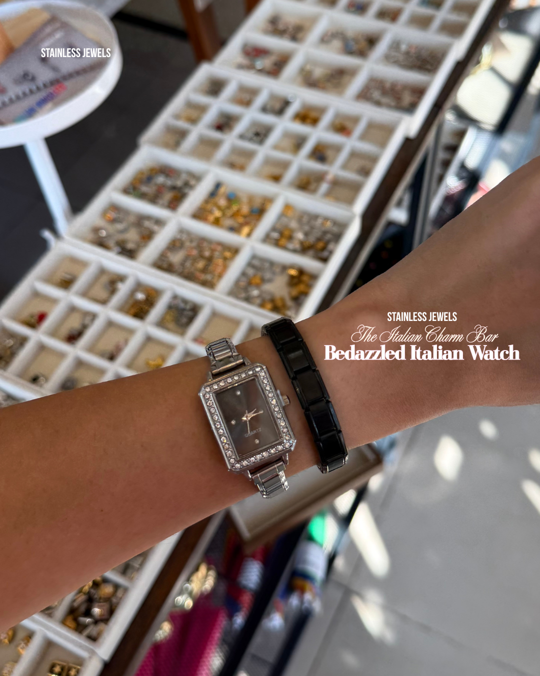 Bedazzled Black Italian Watch