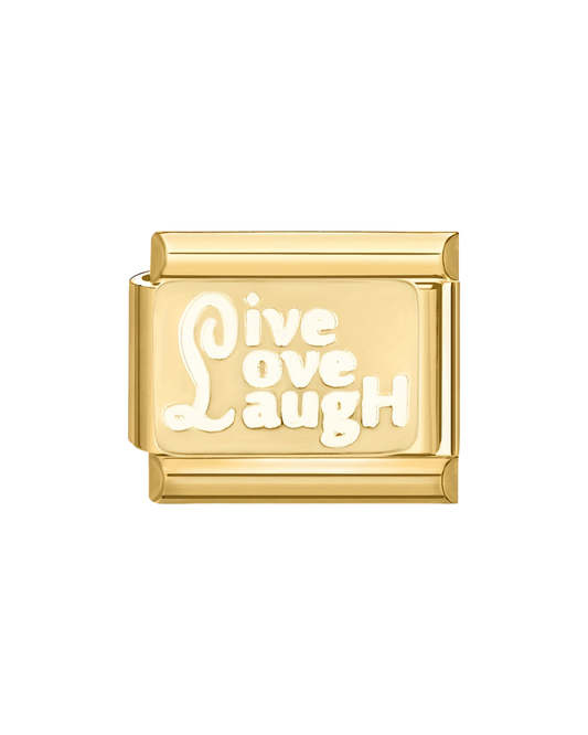 Live, love, laugh golden charm